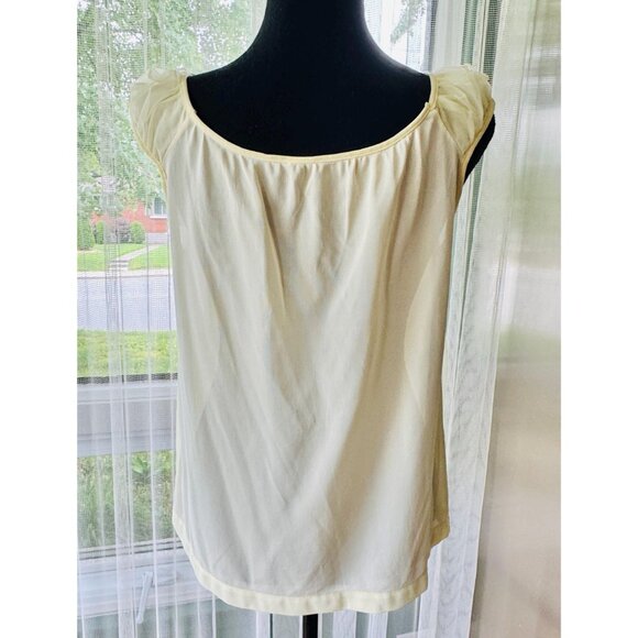 Vintage 70s sleepwear top, yellow sheer babydoll, sleeveless, double layered - Picture 7 of 10